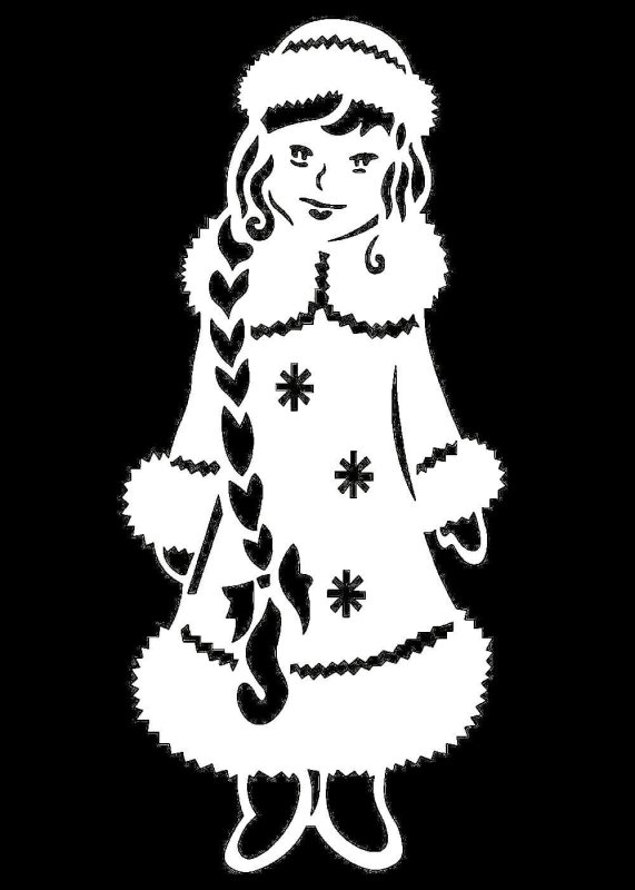 Снегурочка трафарет на окно