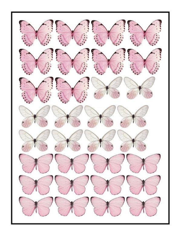 Вафельные бабочки трафарет