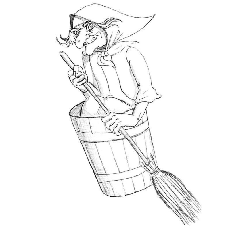 Раскраска баба Яга для детей