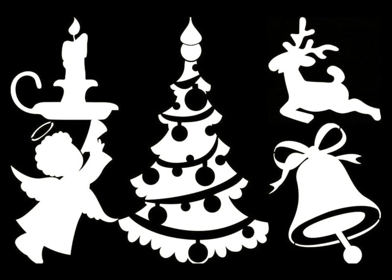 Трафареты на окна новогодние
