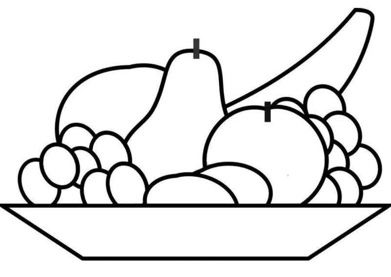 Ваза с фруктами раскраска