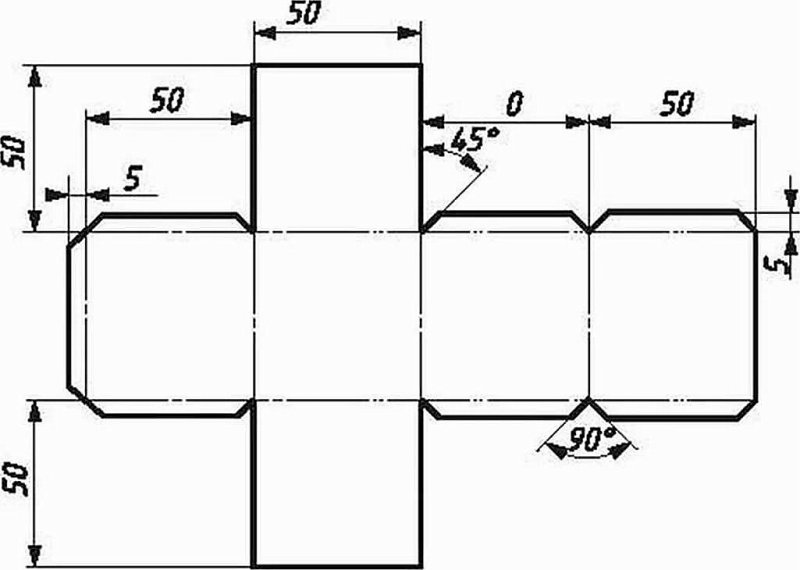 Развертка Куба 50 мм