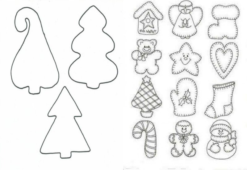 Трафареты для елочных игрушек из фетра