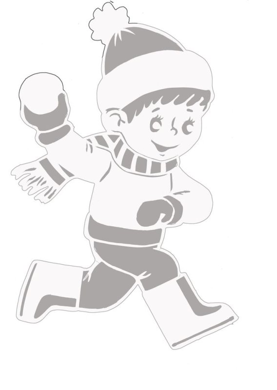 Трафареты дети зимой для вырезания