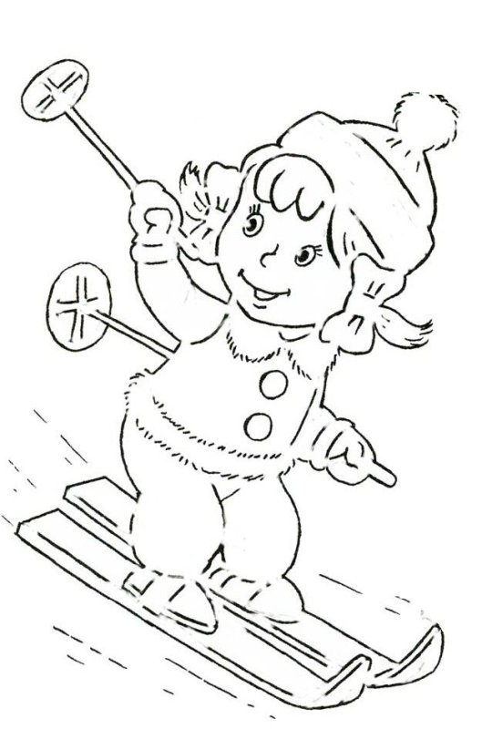 Вытынанка дети на лыжах