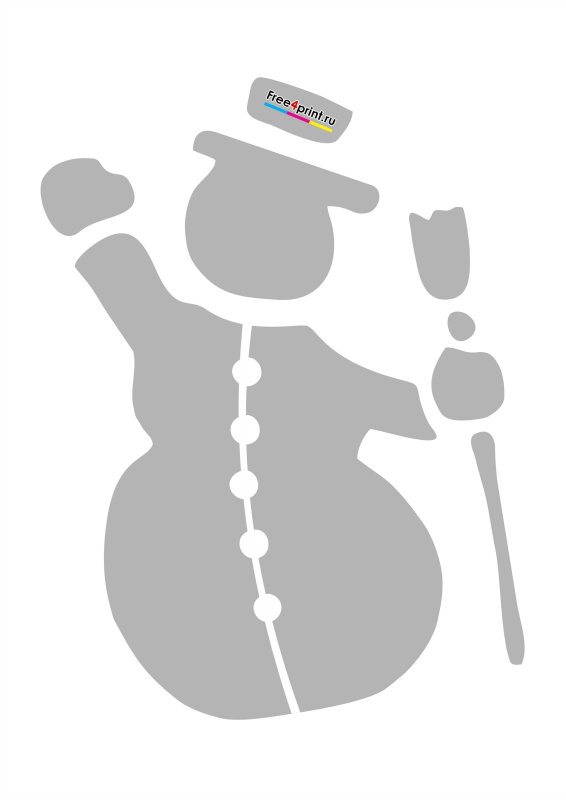 Снеговик трафарет для вырезания на окно