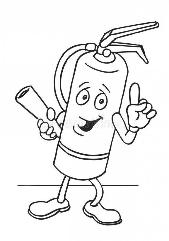 Пожарный с огнетушителем раскраска