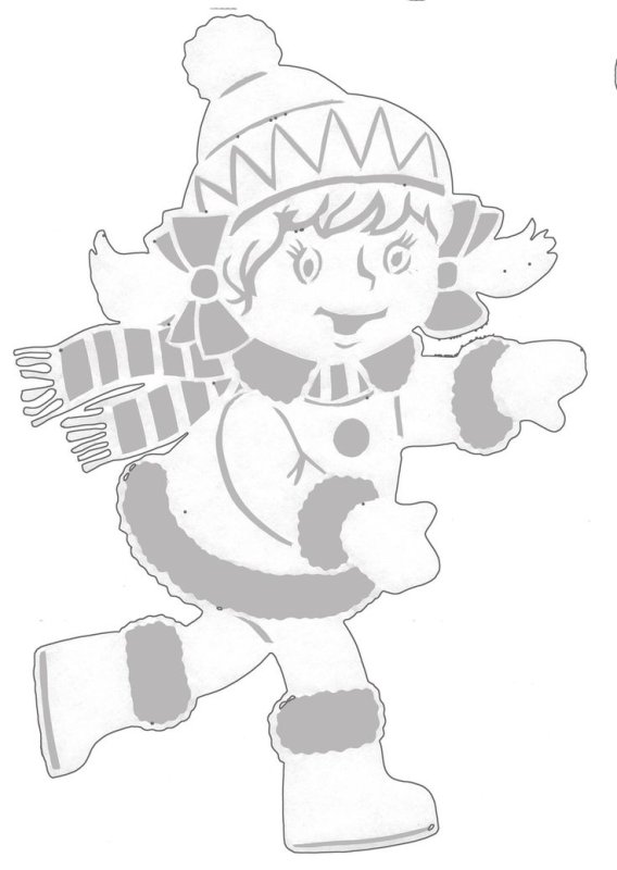 Трафареты на окна дети зимой