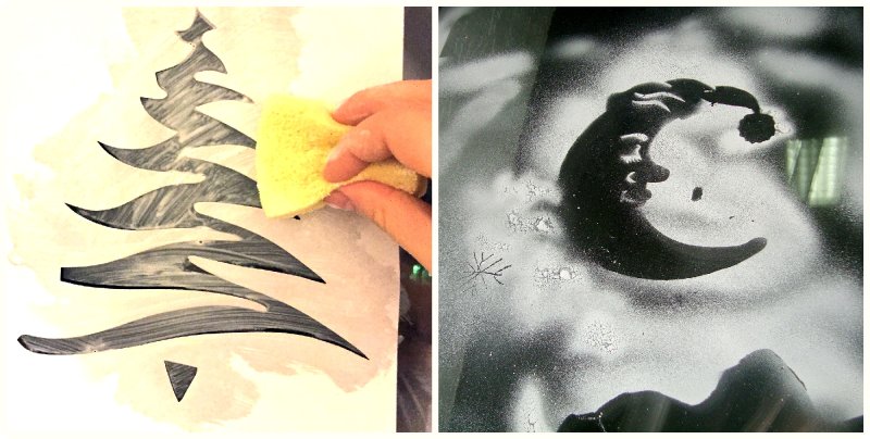 Рисунки на окнах зубной пастой