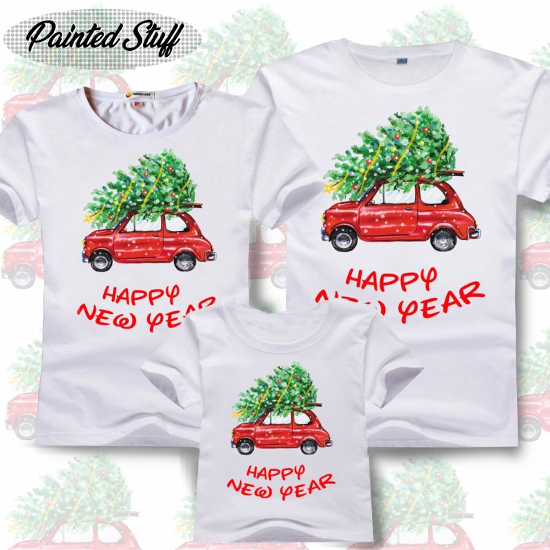 Новогодние семейные футболки