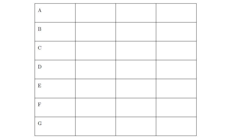 Таблица 5 колонок а4