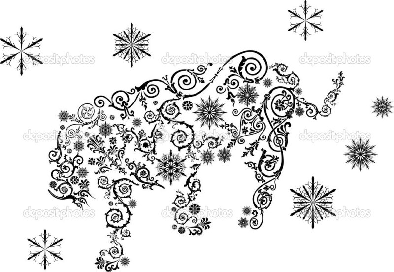 Рисунок тигра на снежинку