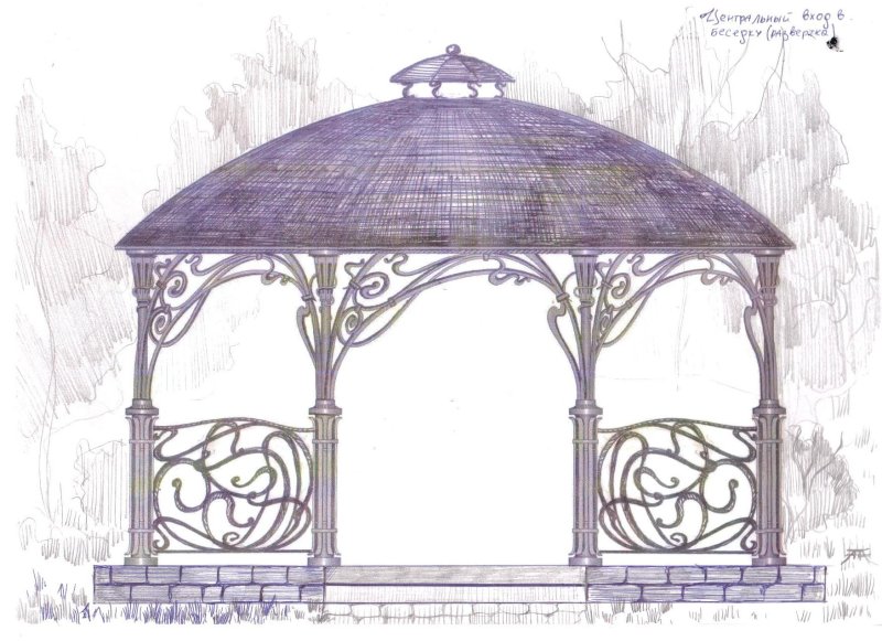Беседка карандашом