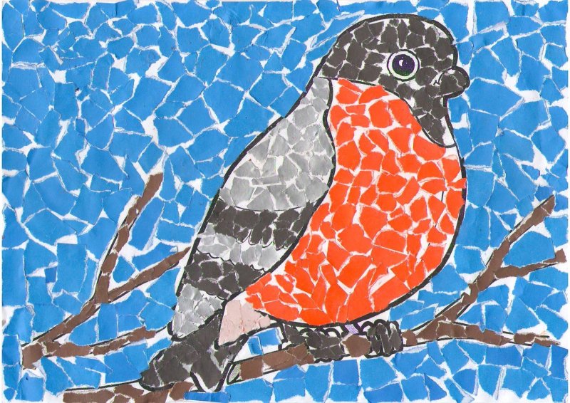 Обрывная аппликация мозаика техника