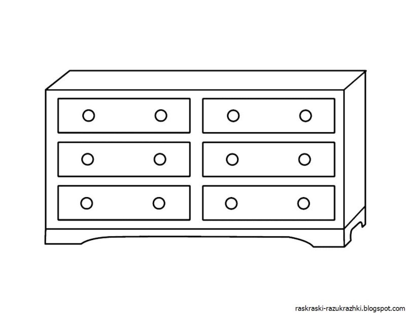 Раскраска для детей мебель комод