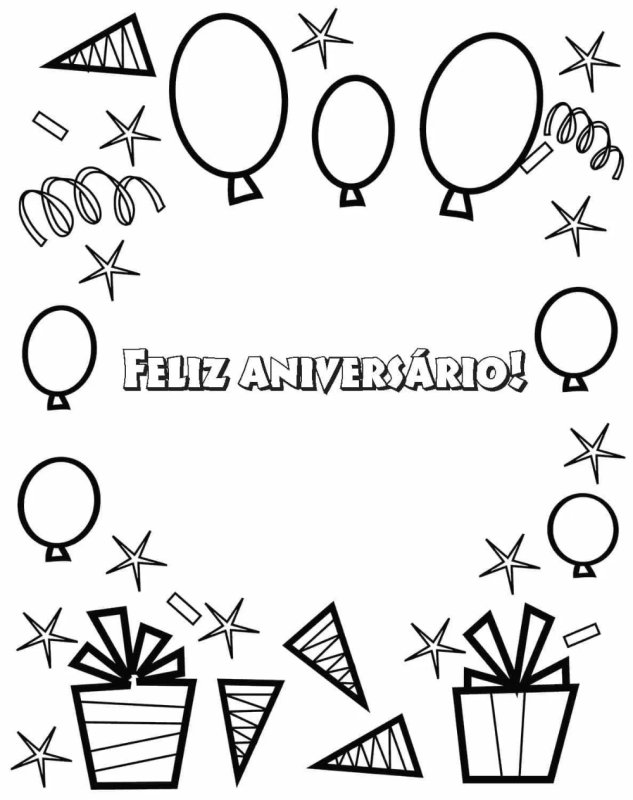 Открытка раскраска с днем рождения