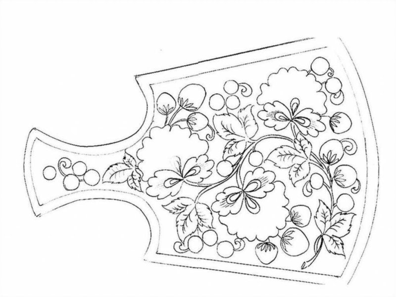 Раскраска разделочная доска Хохломская роспись