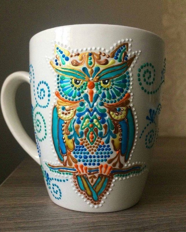 Точечная роспись кружки