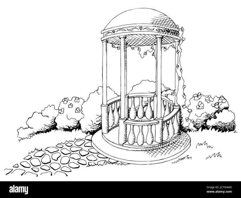 Малые архитектурные формы карандашом