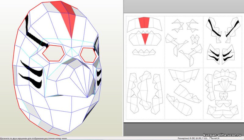 Маска Анбу из Наруто чертеж