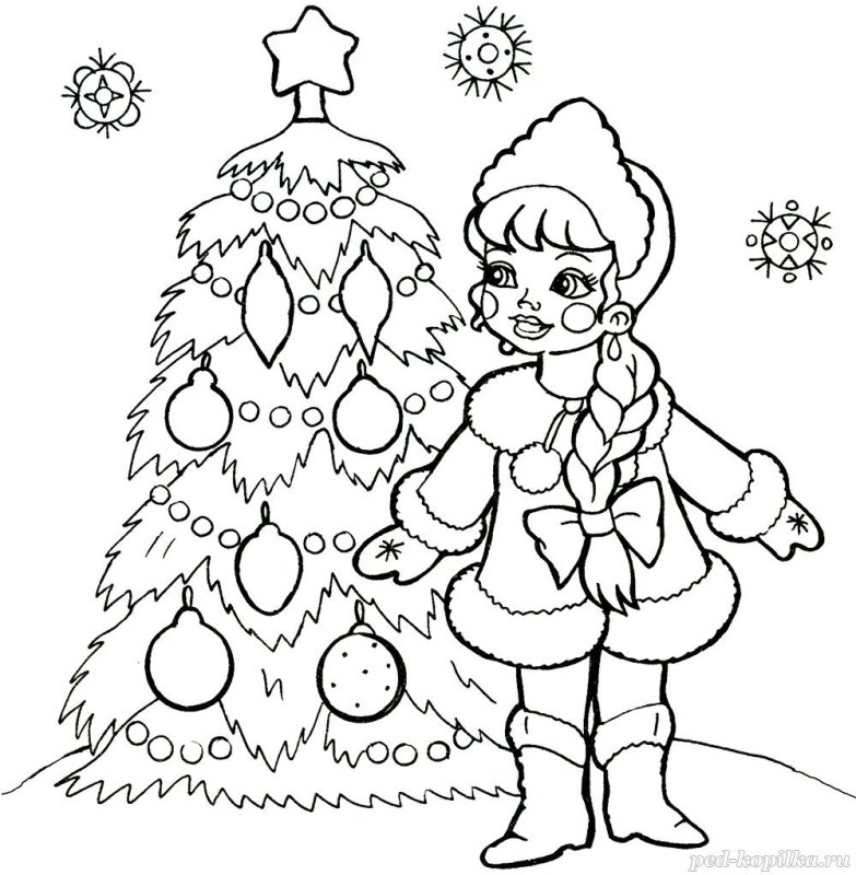 Снегурочка раскраска для детей
