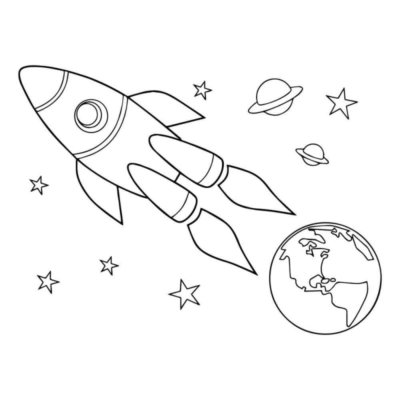 Раскраска день космонавтики для детей