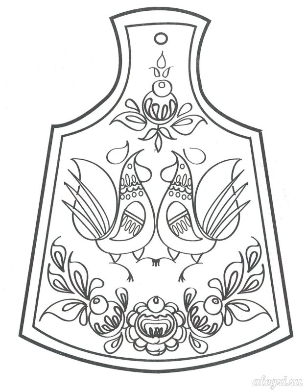 Разделочная доска Городецкая роспись разукрашка