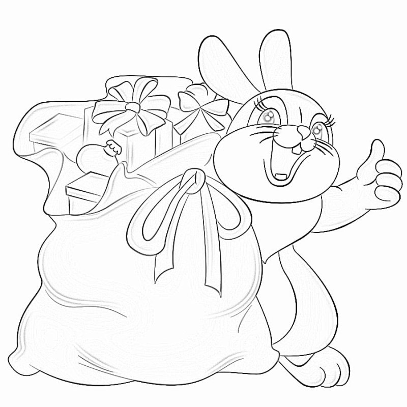 Новогодний заяц раскраска