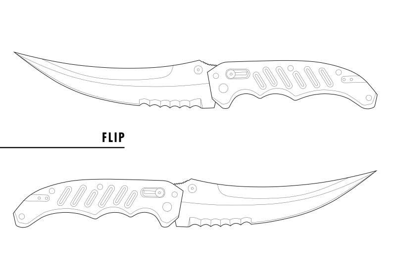 Нож Flip Knife из Standoff 2 чертеж