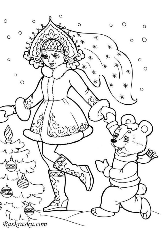 Снегурочка раскраска для детей