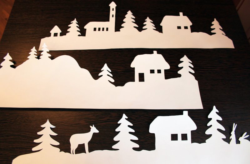 Домики на окно к новому году