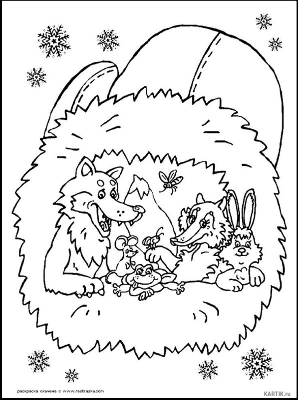 Раскраска по сказке рукавичка по сказке рукавичка