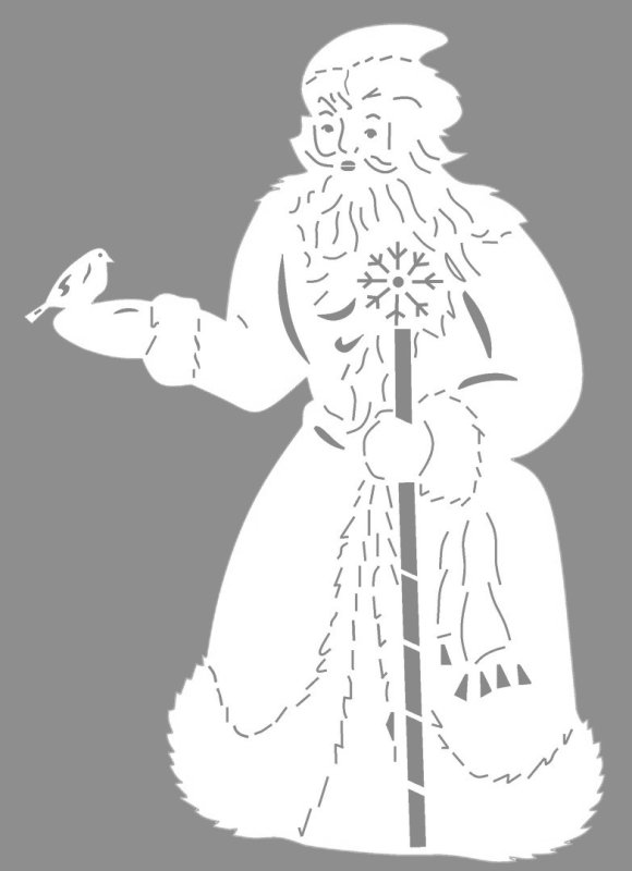 Трафарет Деда Мороза на окно