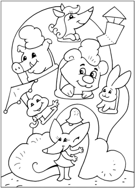 Раскраска по сказке рукавичка для дошкольников