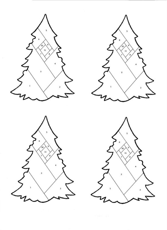 Трафарет елочки для открытки