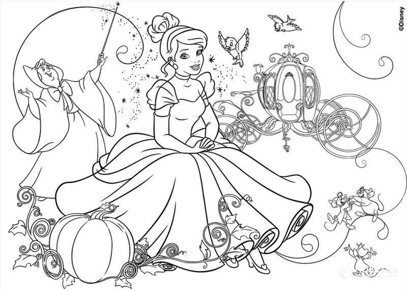 Раскраски принцессы Диснея Золушка