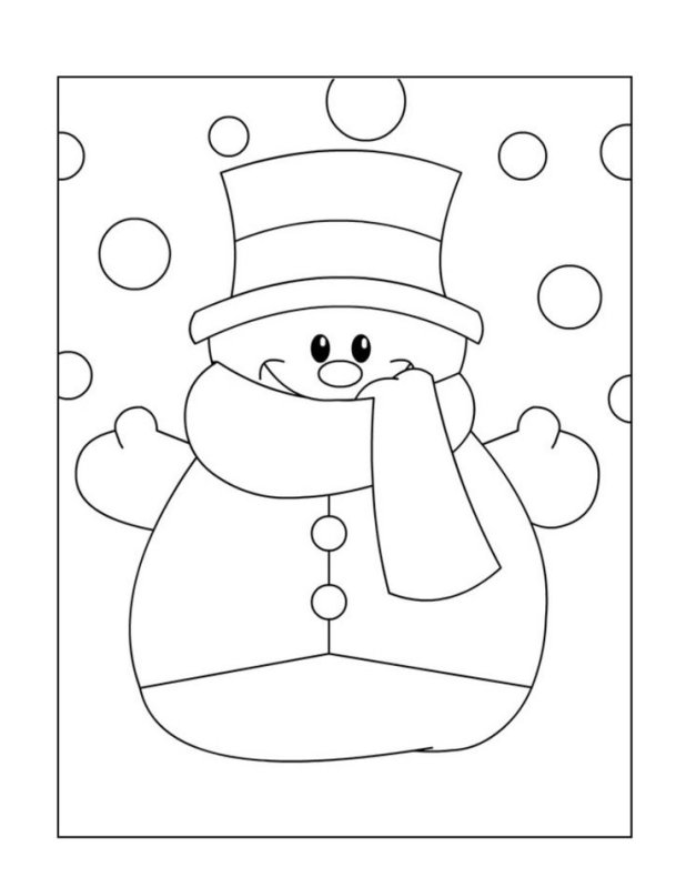 Снеговик раскраска для детей