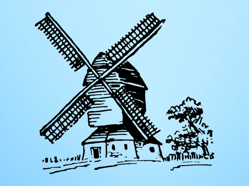 Силуэты ветряных мельниц