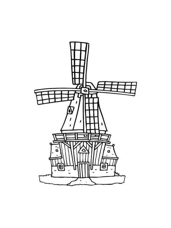 Раскраска детская мельница