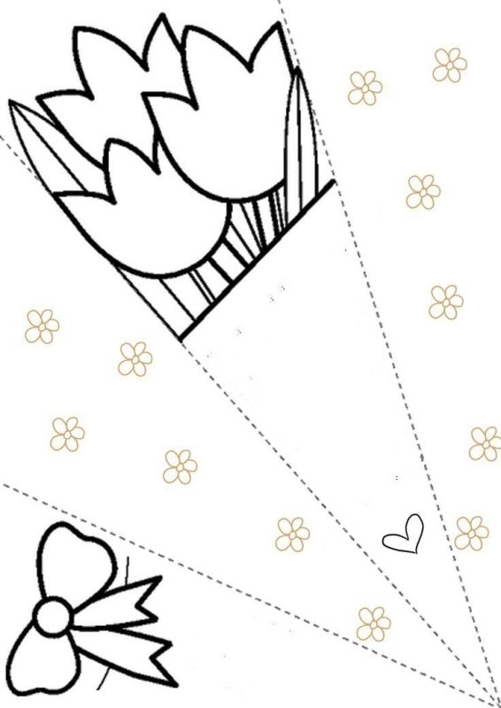 Открытка раскраска цветы