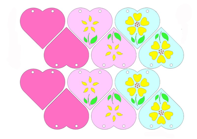 Сердечки трафарет цветные