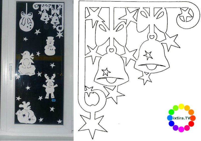 Украшения на стекла из бумаги новый год