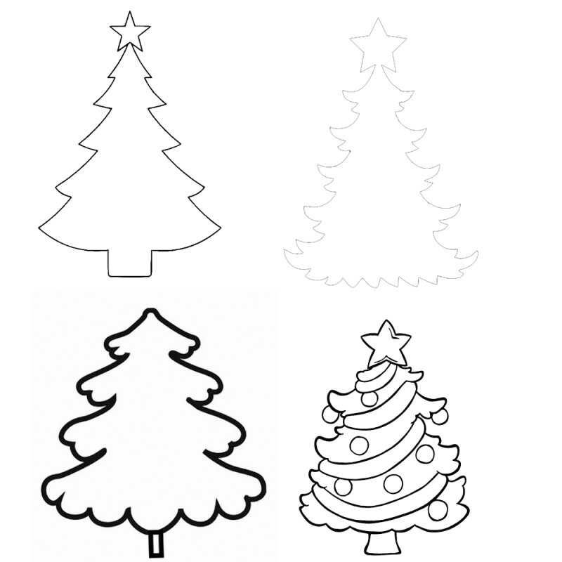 Трафарет елки для вырезания