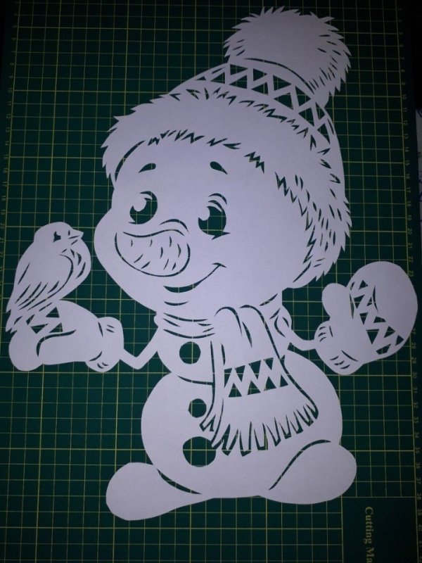 Вытынанки на новый год Снеговик