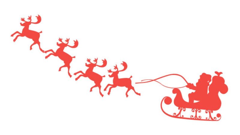 Дед Мороз на санях трафарет