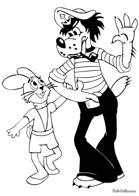 Волк и заяц ну погоди раскраска