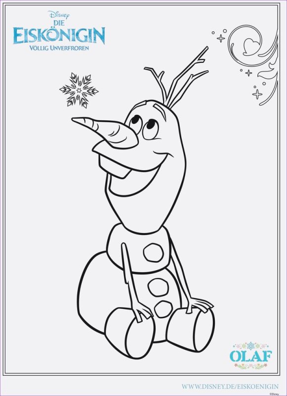 Олаф раскраска для детей