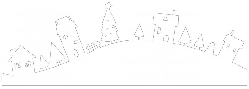 Трафареты на окна новогодние домики
