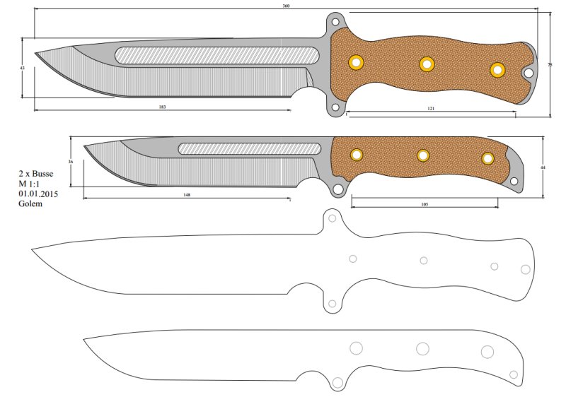 Нож Боуи чертеж