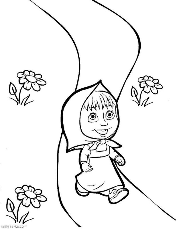 Разукрашки а4 Маша и медведь